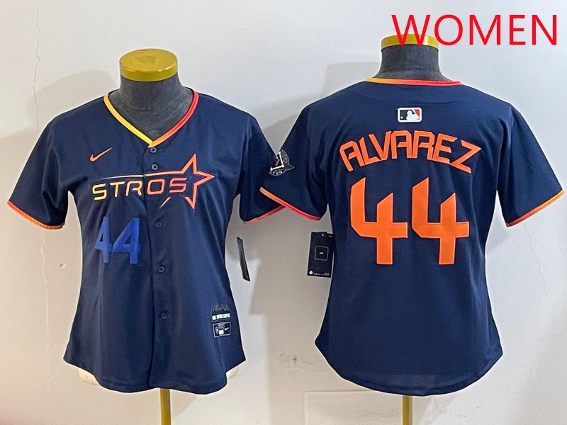 Women Houston Astros #44 Alvarez Drak Blue Three generations Joint Name 2025 Nike MLB Jersey style 4102->women mlb jersey->Women Jersey